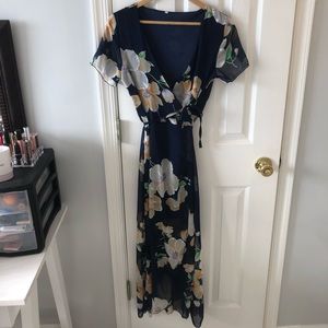 Floral midi wrap dress